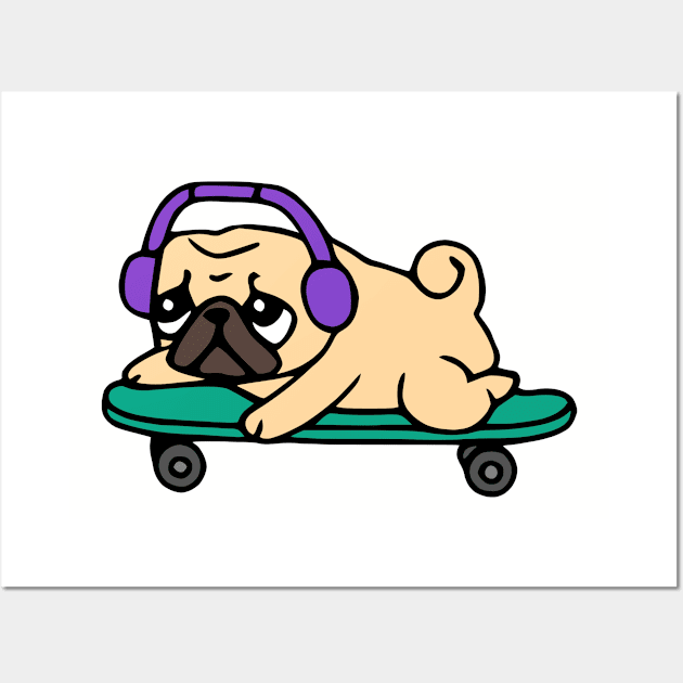 Skater Pug Wall Art by KayBee Gift Shop